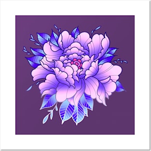 Purple Peony flower Posters and Art